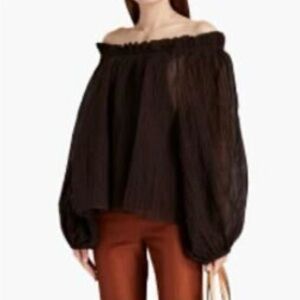Tory Burch Ruffle Neck Off the Shoulder Blouse Size S